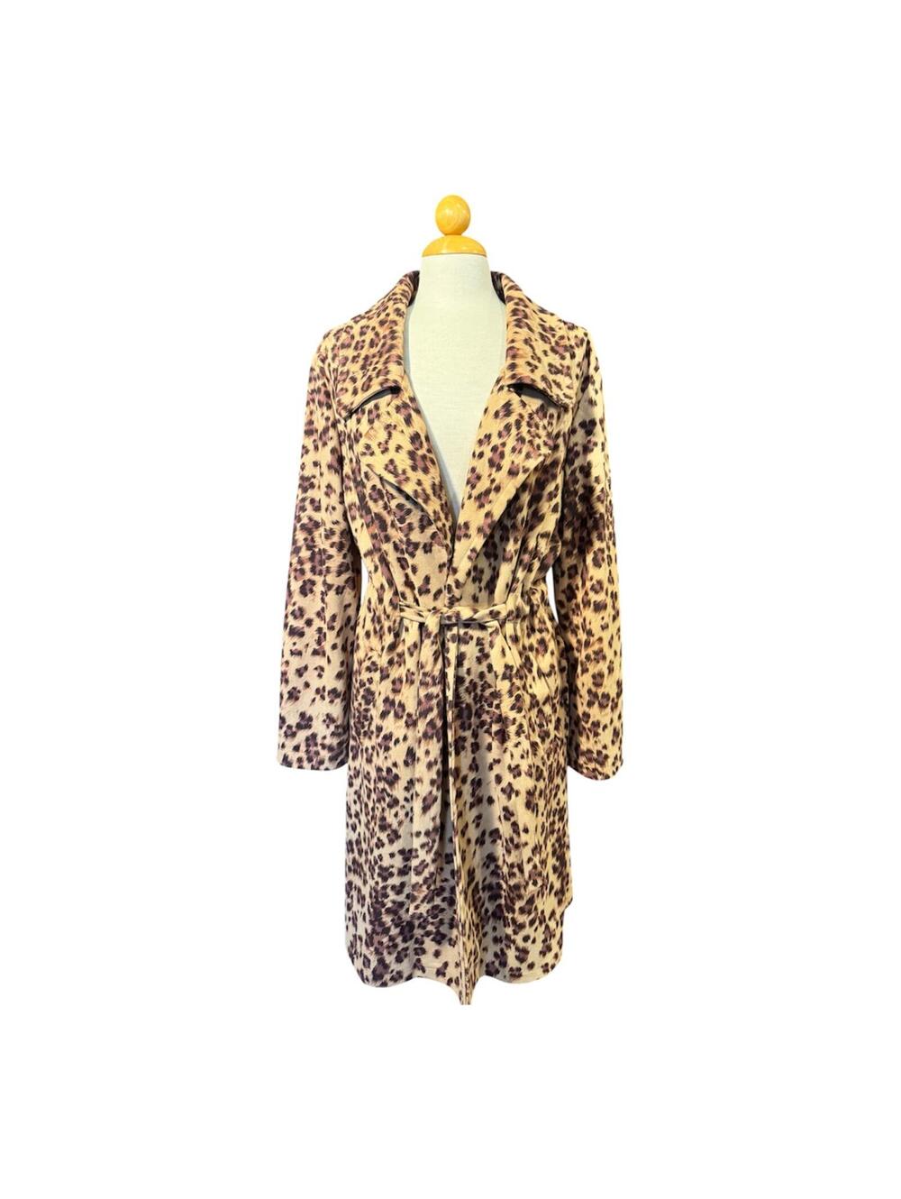 Alice Blue Leopard Print Tie-Waist Trench Coat - Beige/Brown